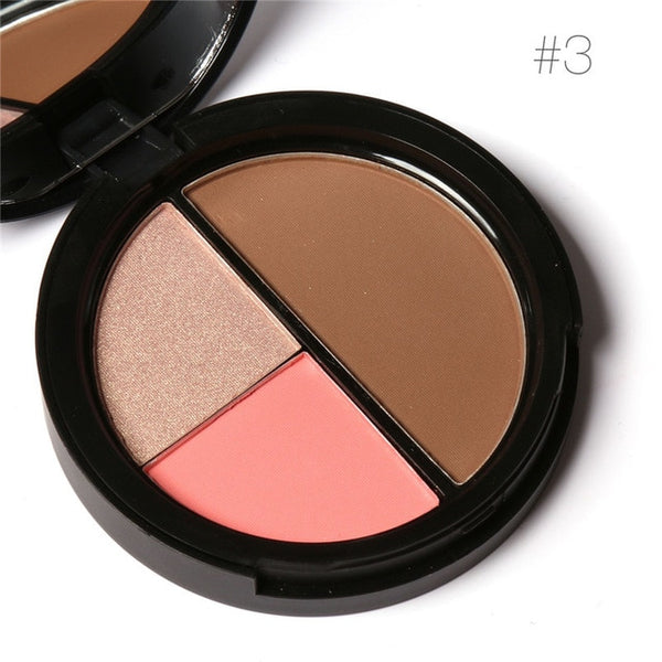 NEW 3 Colors Shimmer Bronzes and Highlighters Powder Makeup Blusher Highlighter
