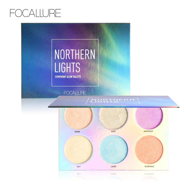 FOCALLURE Northern Lights Symphony Glow Palette Makeup Glitter Face Glow Shimmer Bronzer Highlighter Shimmer Powder