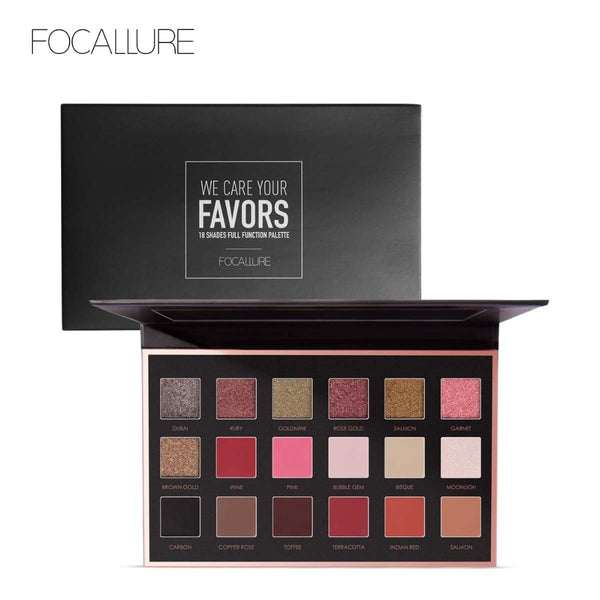 FOCALLURE Pro 18 Colors Glitter Matte Easy to Wear Warm Smokey Eye Shadow Palette Eyes Cosmetics Tools