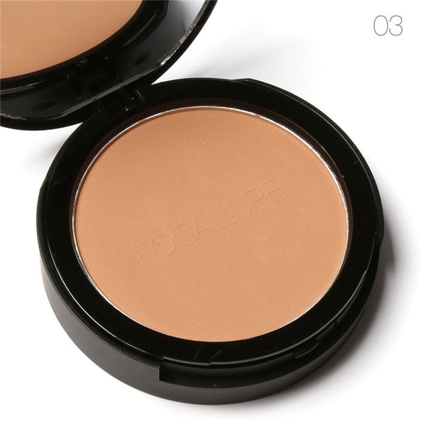 FOCALLURE mineral face pressed powder oil control natural foundation powder 3 colors Smooth finish concealer setting powder