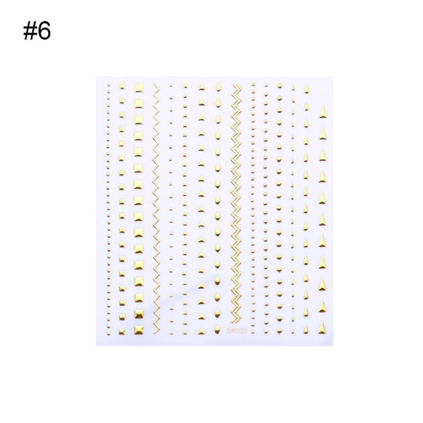 Geometric Gold 3D Nail Sticker Moon Star Patterns Stripes Wave Line Adhesive Sticker DIY Nail Art Decoration