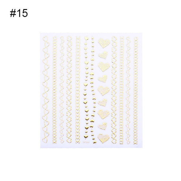 Geometric Gold 3D Nail Sticker Moon Star Patterns Stripes Wave Line Adhesive Sticker DIY Nail Art Decoration