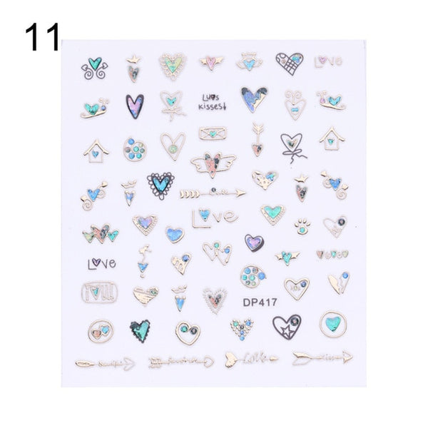 Geometric Gold 3D Nail Sticker Moon Star Patterns Stripes Wave Line Adhesive Sticker DIY Nail Art Decoration