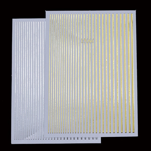 Gold Silver Metal Stripe Lines 3D Nail Sticker Multi-size Adhesive Striping Tape DIY Foil Tips Manicure Nail Art Decals