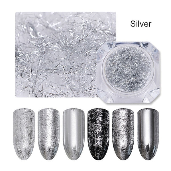 Gold Silver Nail Strip Wire Mirror Metal Line Irregular Sequin Glitter Flakies UV Gel 3D Nail Decoration