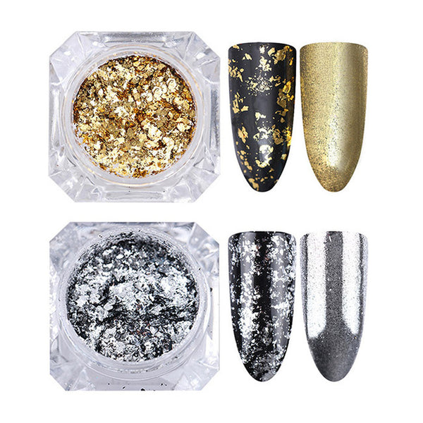 Gold Silver Nail Strip Wire Mirror Metal Line Irregular Sequin Glitter Flakies UV Gel 3D Nail Decoration
