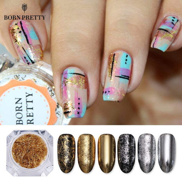 Gold Silver Nail Strip Wire Mirror Metal Line Irregular Sequin Glitter Flakies UV Gel 3D Nail Decoration