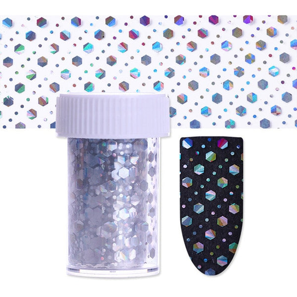 Hexagon Dot Heart Fireworks Laser Nail Foil 4*100cm Holographic Transfer Starry Sticker for Manicure Nail Art Decoration