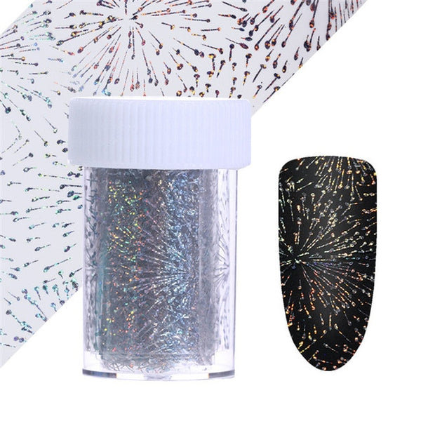 Hexagon Dot Heart Fireworks Laser Nail Foil 4*100cm Holographic Transfer Starry Sticker for Manicure Nail Art Decoration