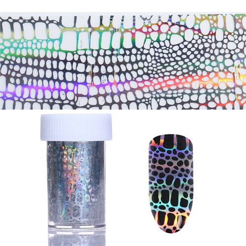 Holographic Laser Nail Foils Irregular Grid Waves 4*100cm Starry Paper Transfer Sticker Manicure Nail Art Decoration