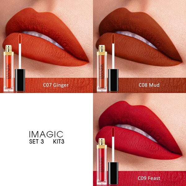 IMAGIC 3PCS Matte Waterproof Lip Balm, Lip Gloss Lasting Matte Bare Lipstick Set