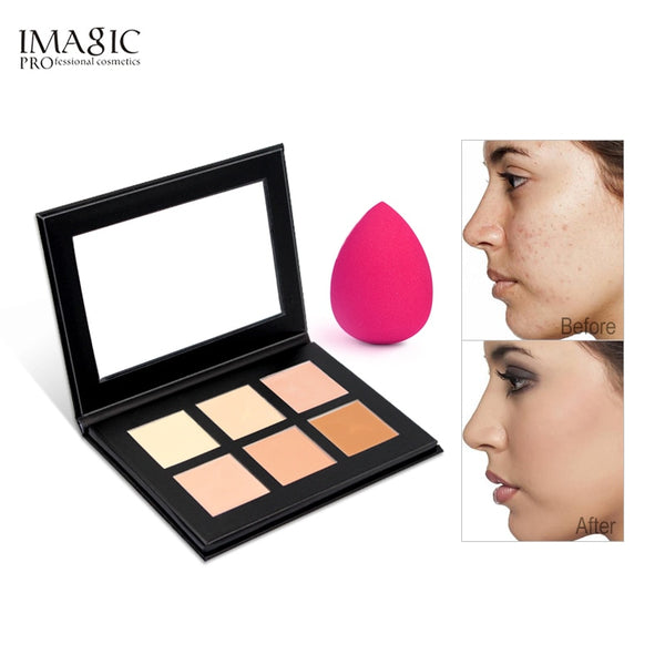 IMAGIC Concealer Cream Contour Palette Kit Pro Makeup Palatte 6 Colors Concealer Face Primer Net 30g 1pcs