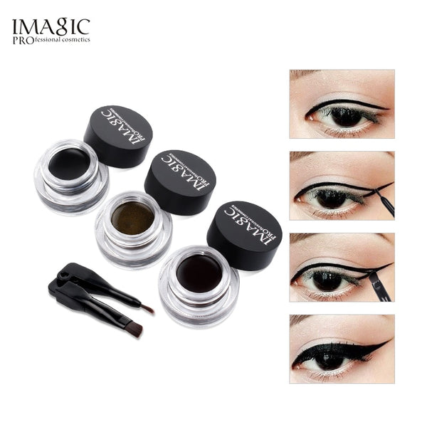 Eyeliner Waterproof Eyeliner Gel Makeup Cosmetic Gel Eye Liner With Brush 24 Hours Long-lasting