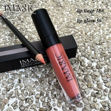 NEW Lip Gloss+Lipliner Pencil Moisturizer Long Lasting Waterproof