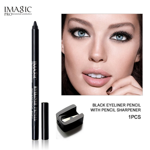 Imagic Brand 1pcs Black Waterproof Eyeliner Pen Pencil Makeup Beauty Cosmetic Tool+1pcs Pencil sharpener