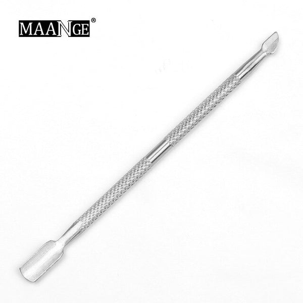 MAANGE 1/4 pièces Pro Nail Art acier inoxydable exfoliant Double tête peau cuticule poussoir extracteur enlèvement visage soins de la peau outils