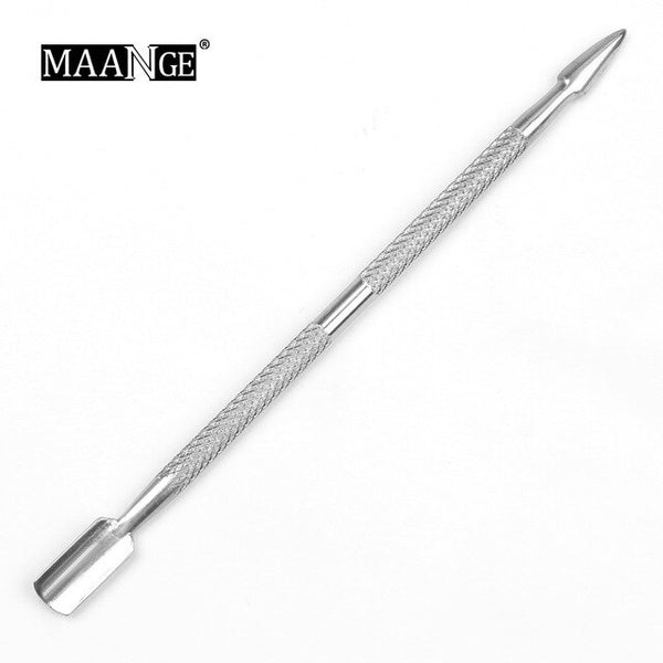 MAANGE 1/4 pièces Pro Nail Art acier inoxydable exfoliant Double tête peau cuticule poussoir extracteur enlèvement visage soins de la peau outils