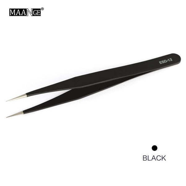 MAANGE 1 pièces Nail Art Gel acrylique outil de cueillette strass gemme décor noir pince à cils antistatique bricolage pince à main pince à épiler