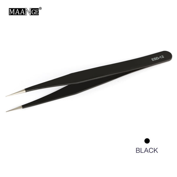 MAANGE 1 pièces Nail Art Gel acrylique outil de cueillette strass gemme décor noir pince à cils antistatique bricolage pince à main pince à épiler