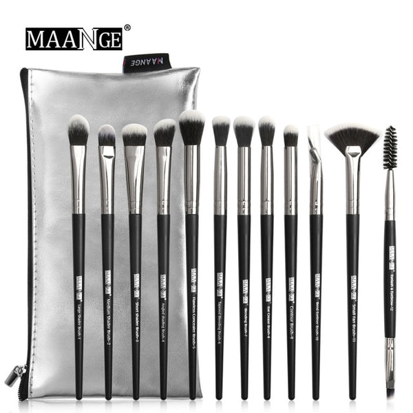 MAANGE 12/18Pcs Makeup Brushes Set Multifunctional Brush set Powder Eyeshadow Make Up Brush With PU Leather Case Beauty Tool Kit