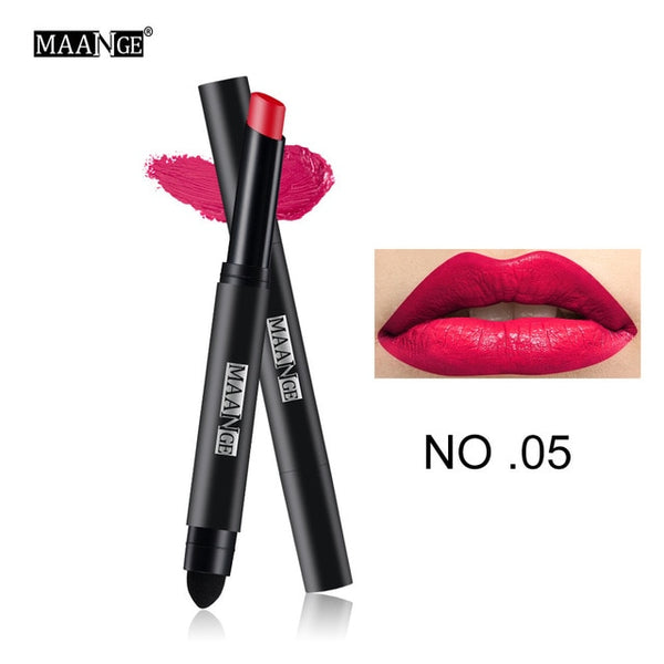 Matte Lipstick Pen Nude Waterproof Lip Stick Makeup Double-end Moisturizer Lipstick Gloss Silky Red Sexy Beauty Cosmetic