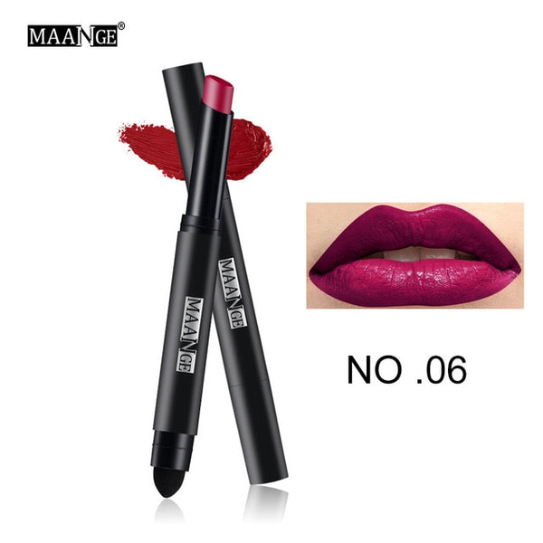 Matte Lipstick Pen Nude Waterproof Lip Stick Makeup Double-end Moisturizer Lipstick Gloss Silky Red Sexy Beauty Cosmetic