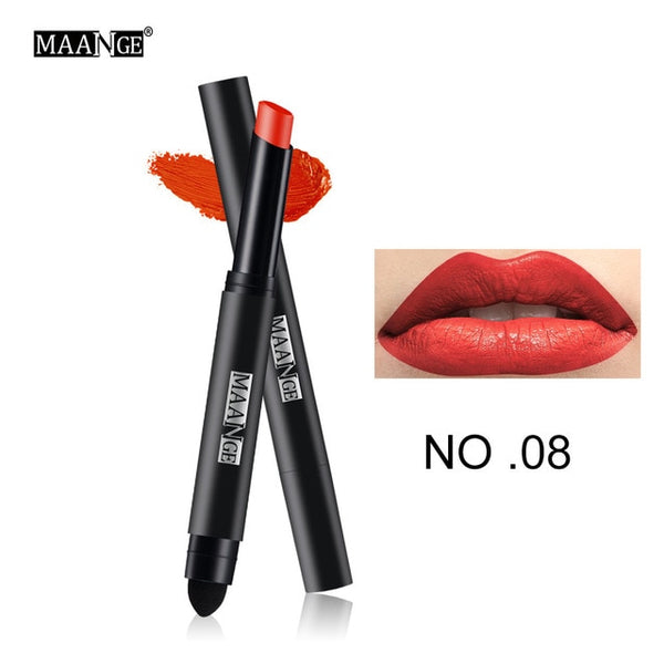 Matte Lipstick Pen Nude Waterproof Lip Stick Makeup Double-end Moisturizer Lipstick Gloss Silky Red Sexy Beauty Cosmetic