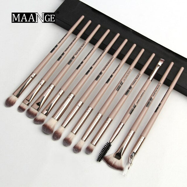 HOT Pro 6/12pcs Eye Makeup Brushes Set With Cosmestic Bag Rose Gold Make Up