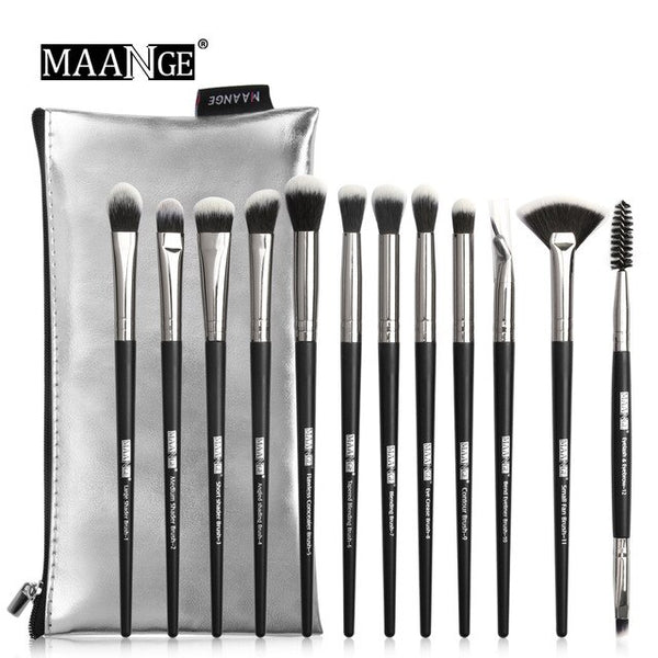 HOT Pro 6/12pcs Eye Makeup Brushes Set With Cosmestic Bag Rose Gold Make Up