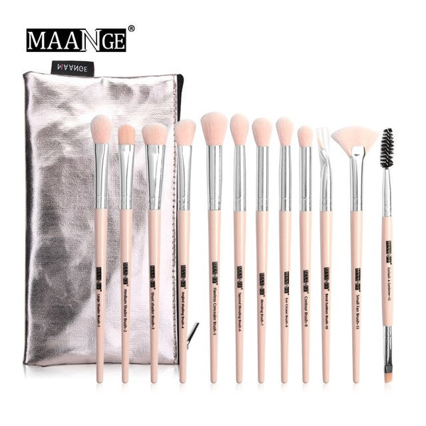 HOT Pro 6/12pcs Eye Makeup Brushes Set With Cosmestic Bag Rose Gold Make Up