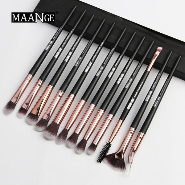 HOT Pro 6/12pcs Eye Makeup Brushes Set With Cosmestic Bag Rose Gold Make Up