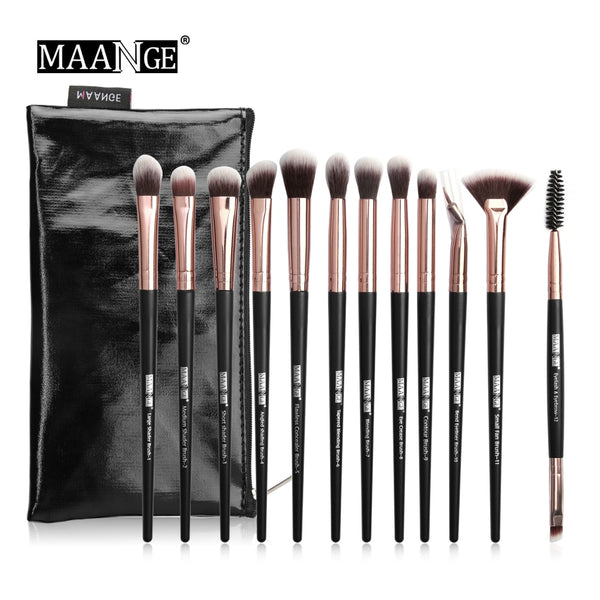 HOT Pro 6/12pcs Eye Makeup Brushes Set With Cosmestic Bag Rose Gold Make Up