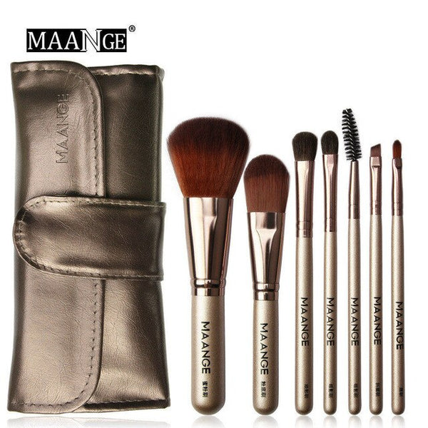 Hot Professional 7pcs Kit Makeup Set Brushes Portable Eyebrow Powder Beauty Make Up