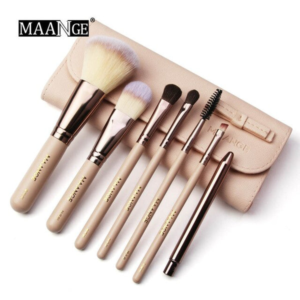 Hot Professional 7pcs Kit Makeup Set Brushes Portable Eyebrow Powder Beauty Make Up