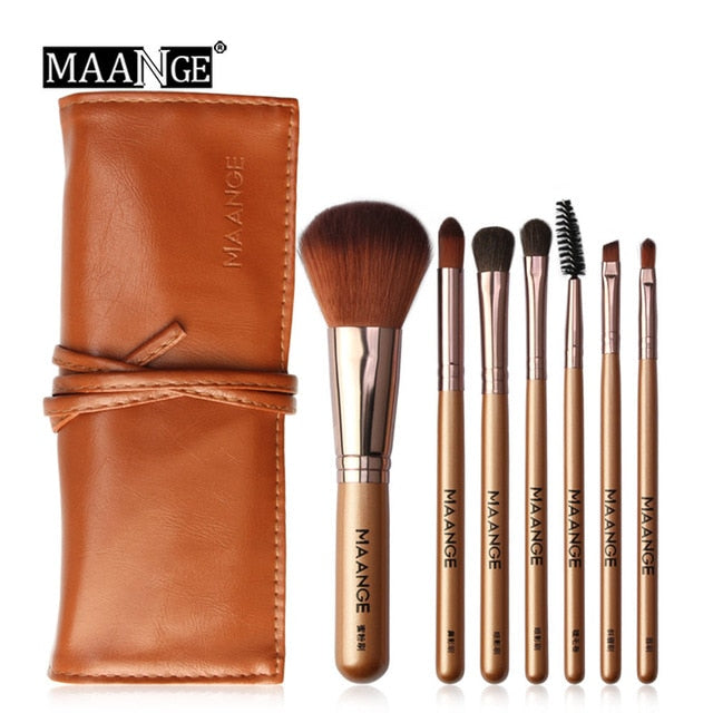 Travelling Makeup Brushes 7 PCS Make up Brush Set With Portable Bag Synthetic Hair Foundation Eyebrow