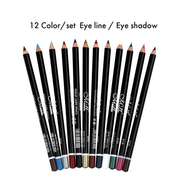 Makeup set 12pcs/set Eye shadow Eyeliner Eyebrow pencil 12 Colors Eye Cosmetic