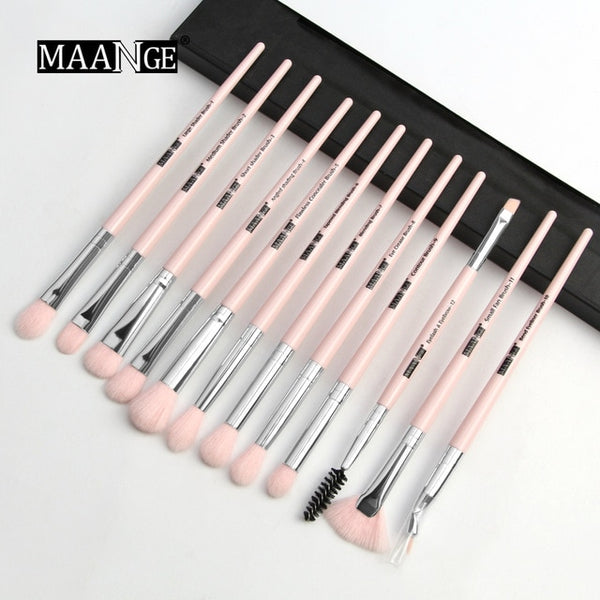 New 12pcs Eye Makeup Brushes Set With Cosmestic Bag Eyeshadow Blending Make Up Brush