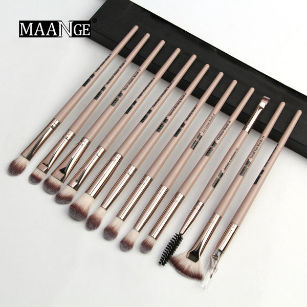 New 12pcs Eye Makeup Brushes Set With Cosmestic Bag Eyeshadow Blending Make Up Brush
