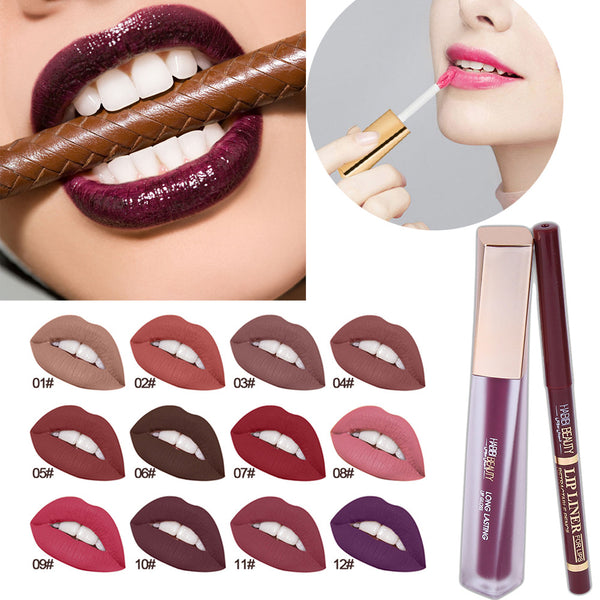 Makeup Long Lasting Lipstick Waterproof Matte Liquid Gloss Lip Liner Moisturizer Cosmetics Set Lip Gloss Lip Liner New