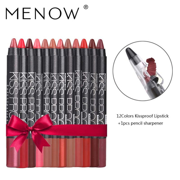 HIGH QUALITY 12 Color/Pack KISS PROOF Sexy Beauty Waterproof Lipstick