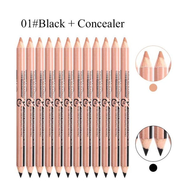 HIGH QUALITY 12PCS Concealer&eyebrow Pencil 2 in 1 Makeup Two-head use Professional