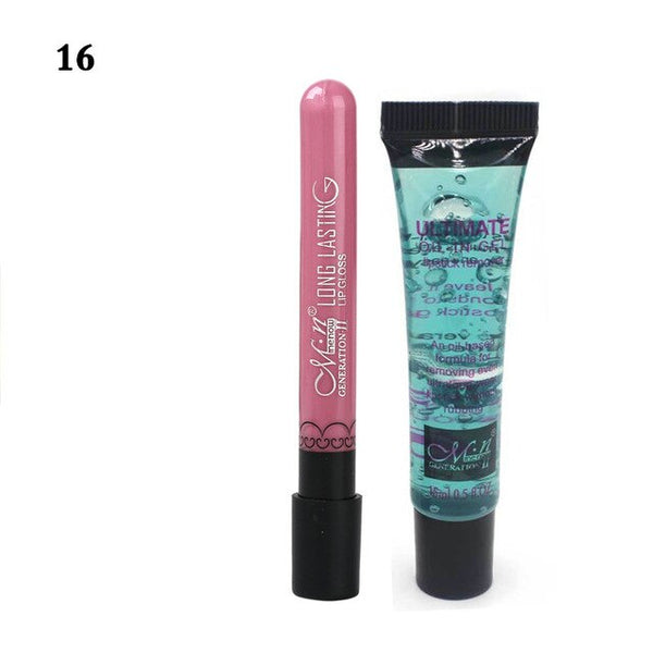 HIGH QUALITY Lips Cosmetics Set Matte Lipstick Single Optional Lasting 1pcs moisturizing Lip Gloss And 1pcs Quick Cleansing Oil