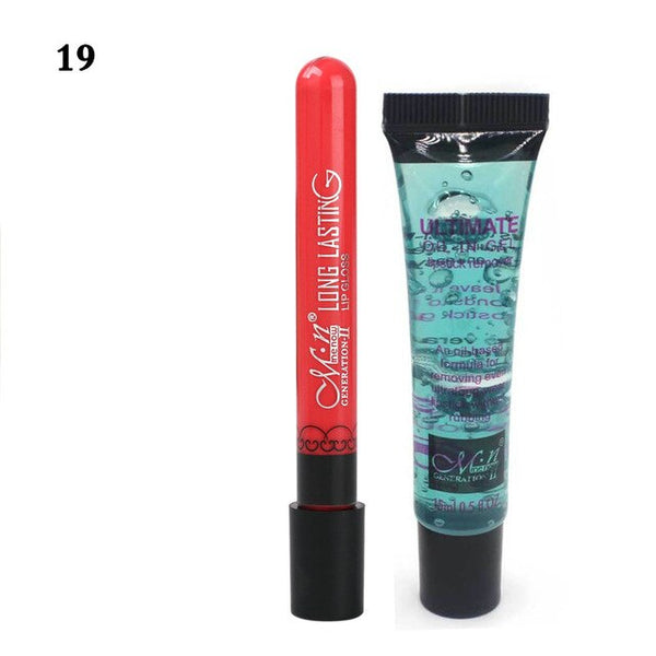 HIGH QUALITY Lips Cosmetics Set Matte Lipstick Single Optional Lasting 1pcs moisturizing Lip Gloss And 1pcs Quick Cleansing Oil