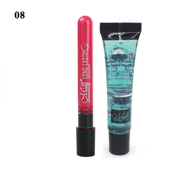 HIGH QUALITY Lips Cosmetics Set Matte Lipstick Single Optional Lasting 1pcs moisturizing Lip Gloss And 1pcs Quick Cleansing Oil