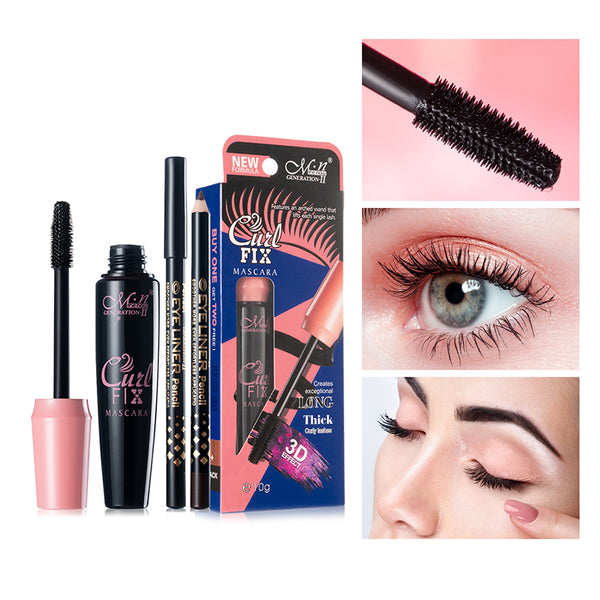 Mascara with 2pcs EyelinerSet Pen Set Waterproof Rimel 3d Thick Lengthening Mascara Make Up