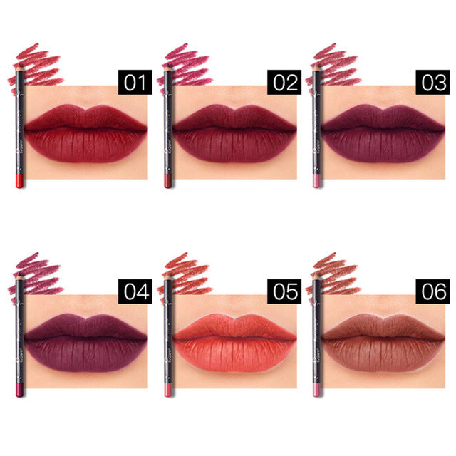 Women's Fashion 6PCS Set 6 Colors Professional Lipliner Makeup Waterproof Lip Liner Pencil