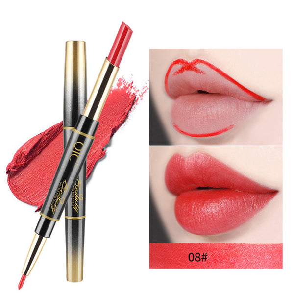 New Double-end Lipstick Pen Easy to Wear Long-lasting Natural Lasting Lipliner Waterproof Lip Liner Stick Pencil 14 Color Beauty