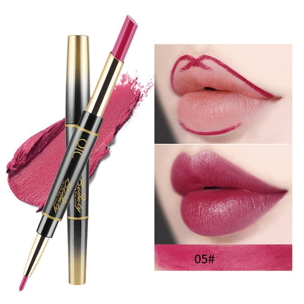 New Double-end Lipstick Pen Easy to Wear Long-lasting Natural Lasting Lipliner Waterproof Lip Liner Stick Pencil 14 Color Beauty