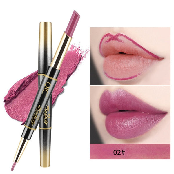 New Double-end Lipstick Pen Easy to Wear Long-lasting Natural Lasting Lipliner Waterproof Lip Liner Stick Pencil 14 Color Beauty
