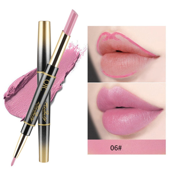 New Double-end Lipstick Pen Easy to Wear Long-lasting Natural Lasting Lipliner Waterproof Lip Liner Stick Pencil 14 Color Beauty